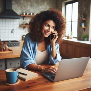 Ethnic_Content_Creator_Writing_Negotiating_On_Phone_Sponsorship_Creation_On_Her_Phone_Creators_Funded